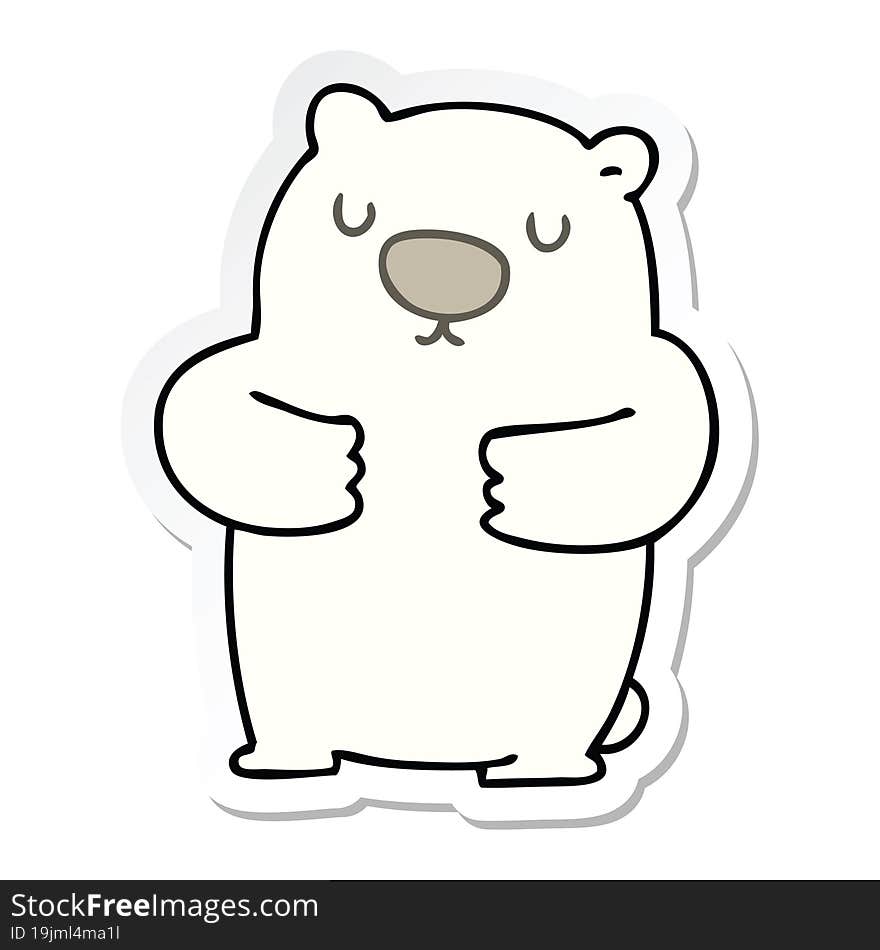 sticker of a quirky hand drawn cartoon polar bear