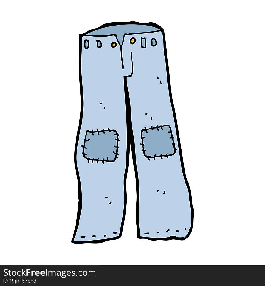 cartoon patched old jeans