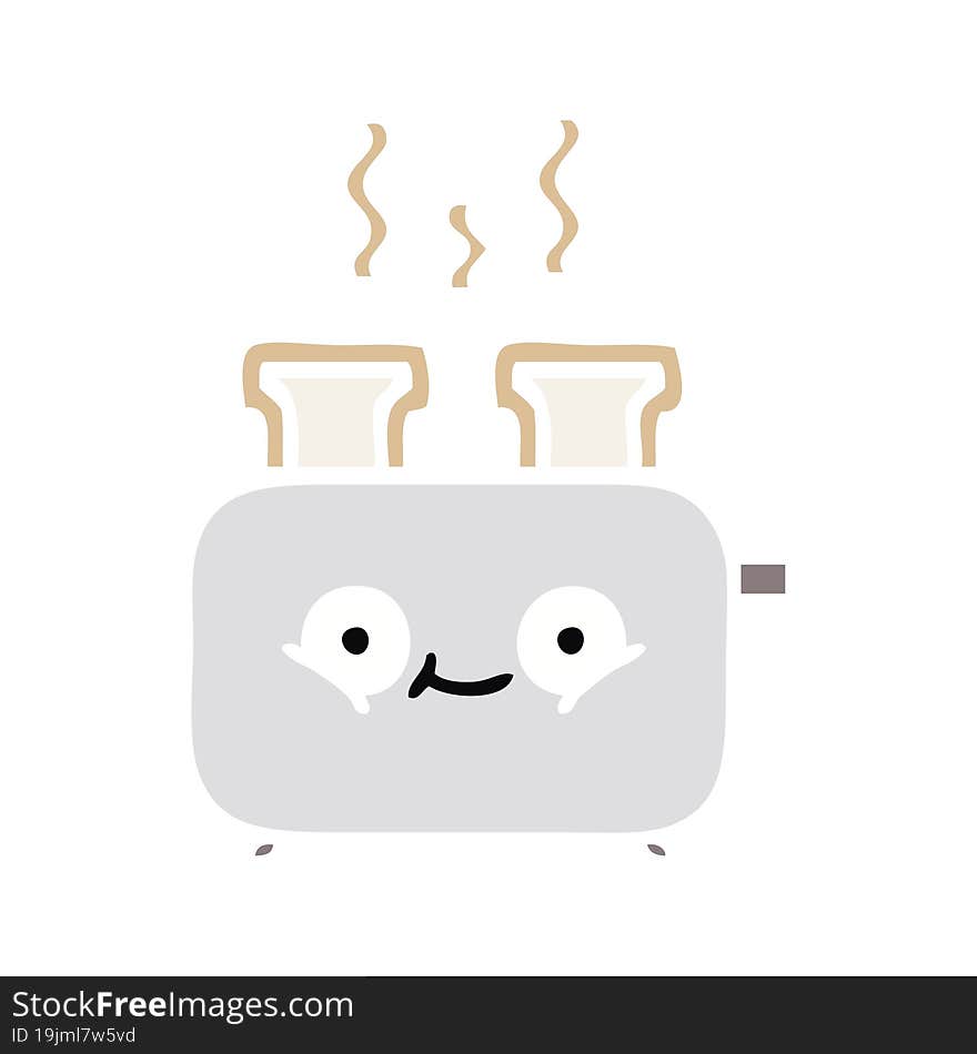 Flat Color Retro Cartoon Of A Toaster