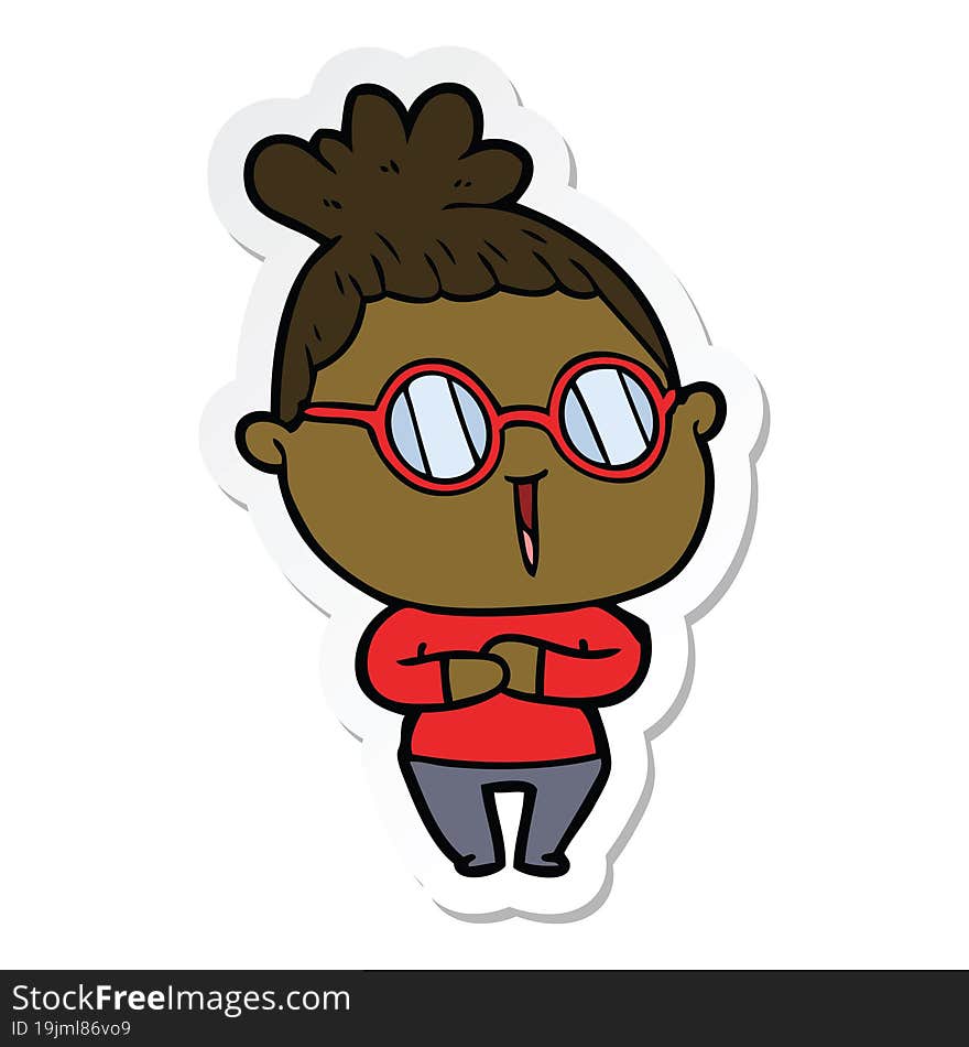 sticker of a cartoon woman wearing spectacles