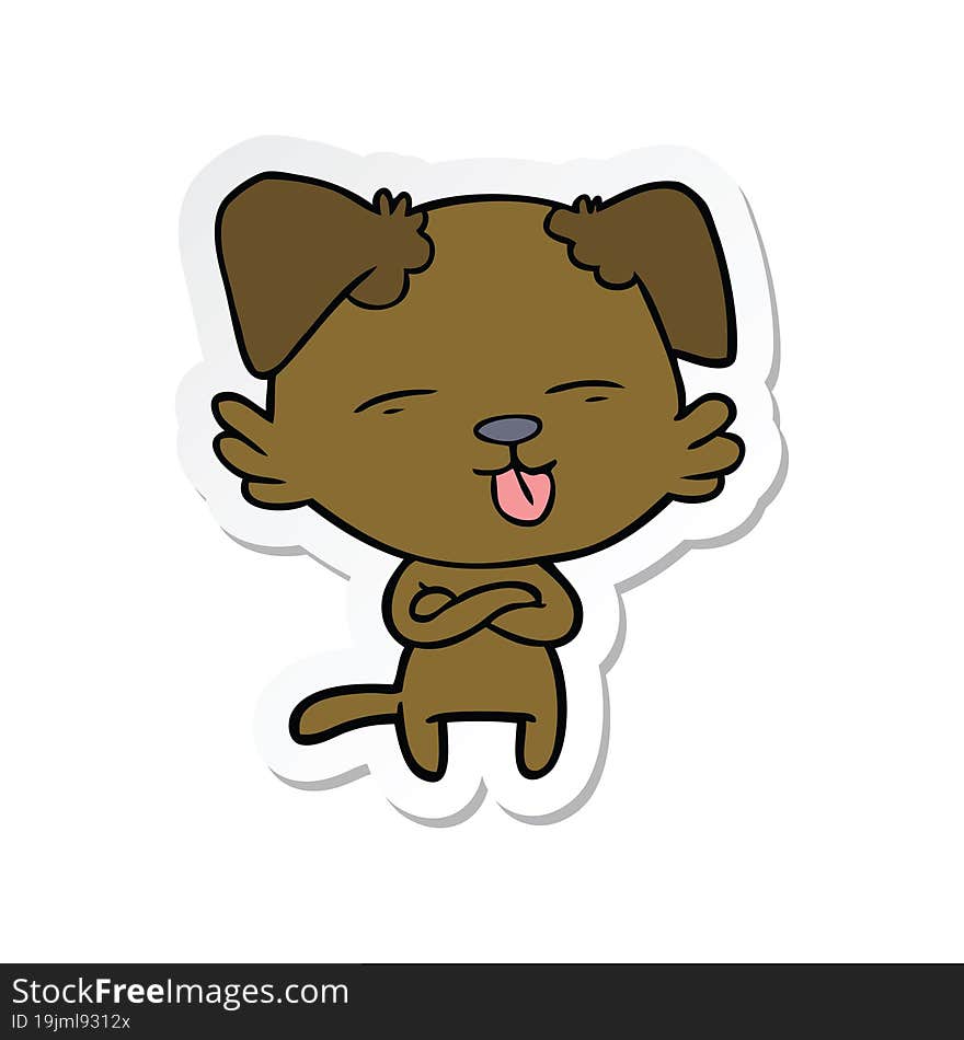 Sticker Of A Cartoon Dog Sticking Out Tongue