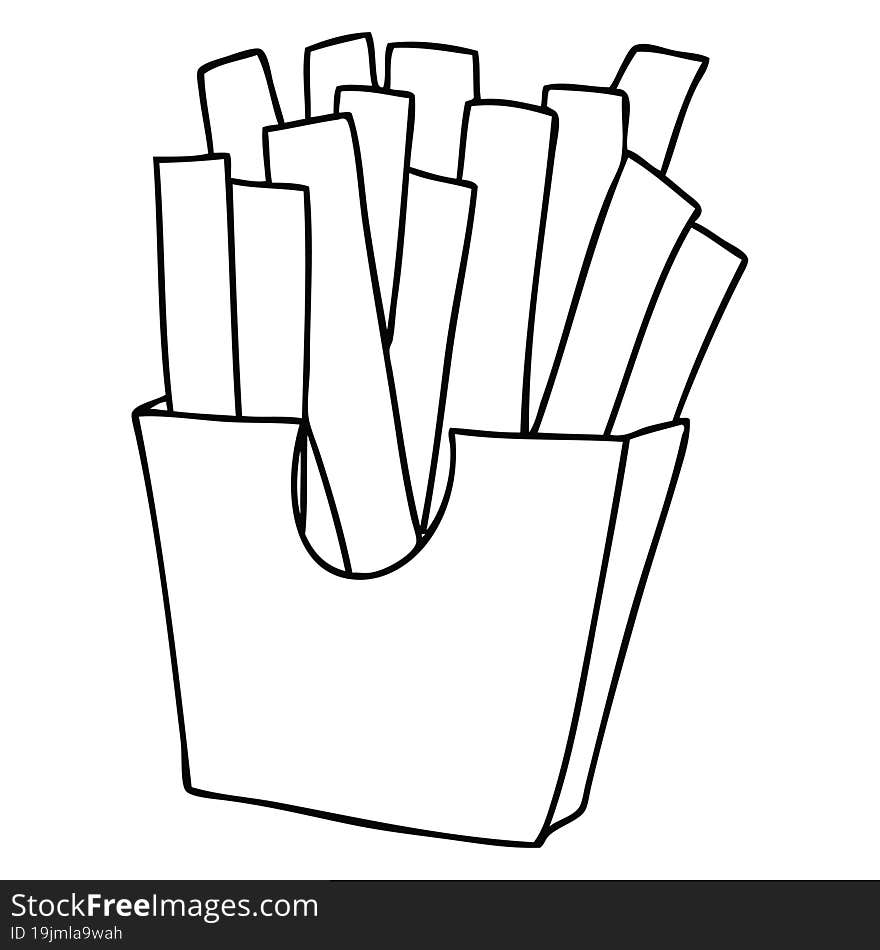 quirky line drawing cartoon french fries