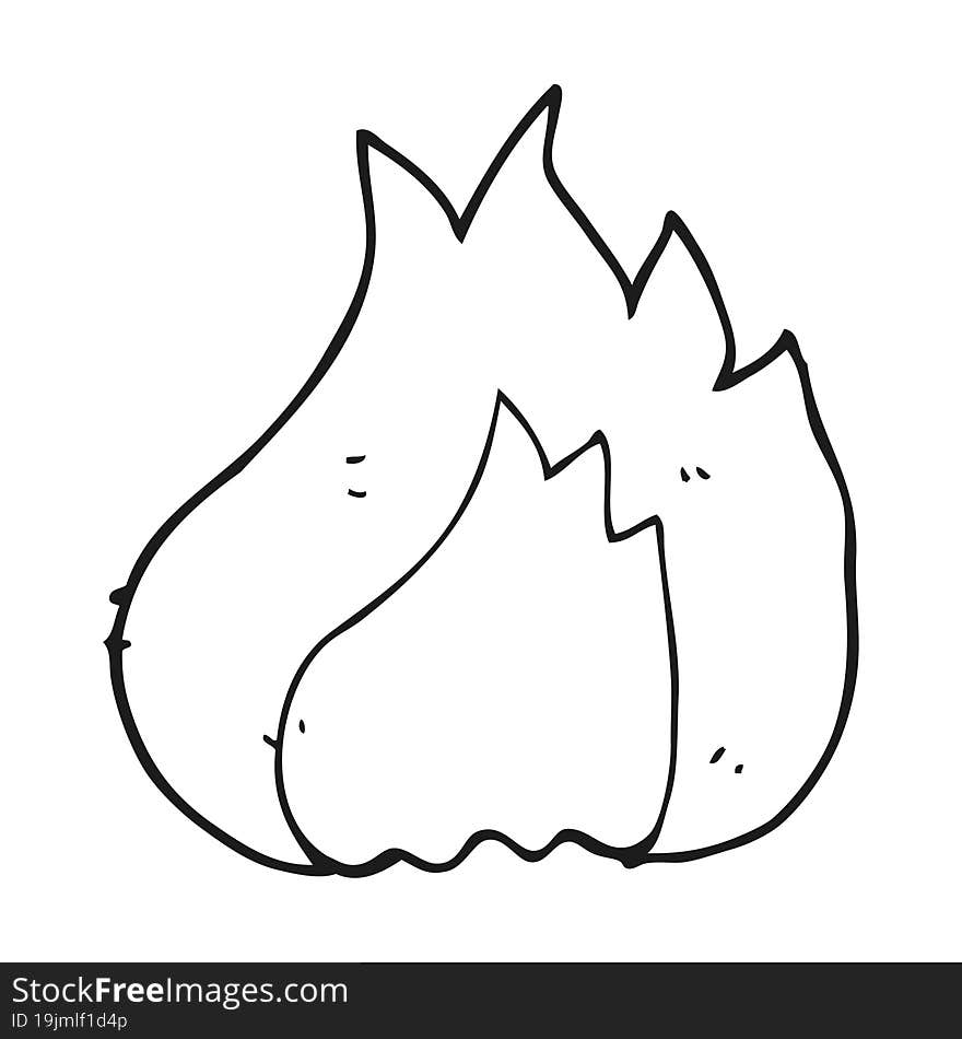 black and white cartoon flame