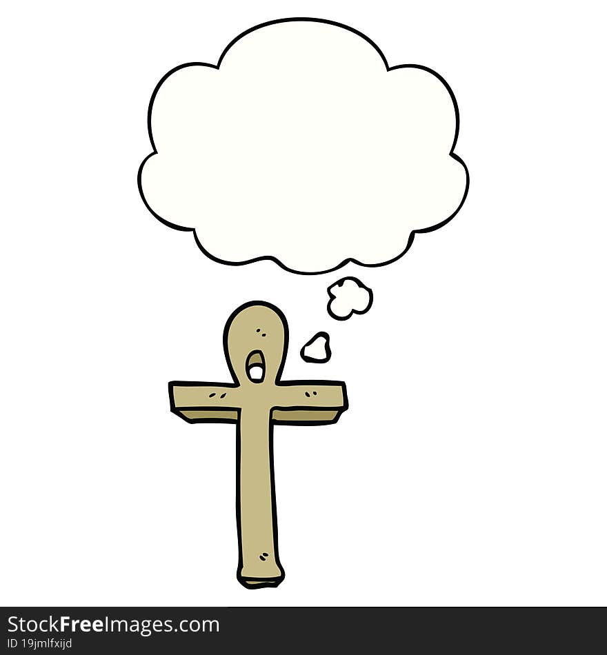 Cartoon Ankh Symbol And Thought Bubble