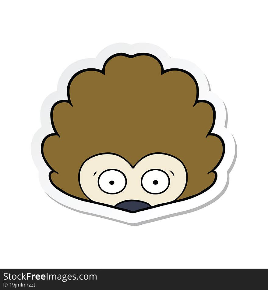 sticker of a cartoon hedgehog