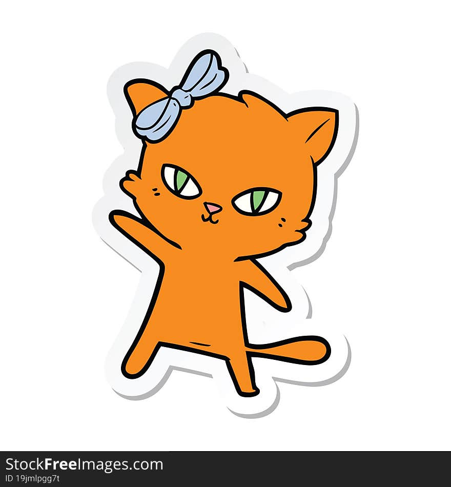 Sticker Of A Cute Cartoon Cat