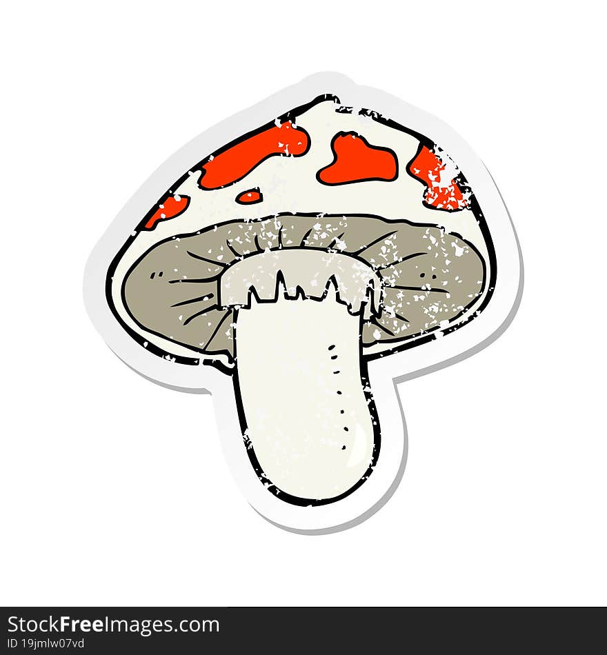 retro distressed sticker of a cartoon toadstool