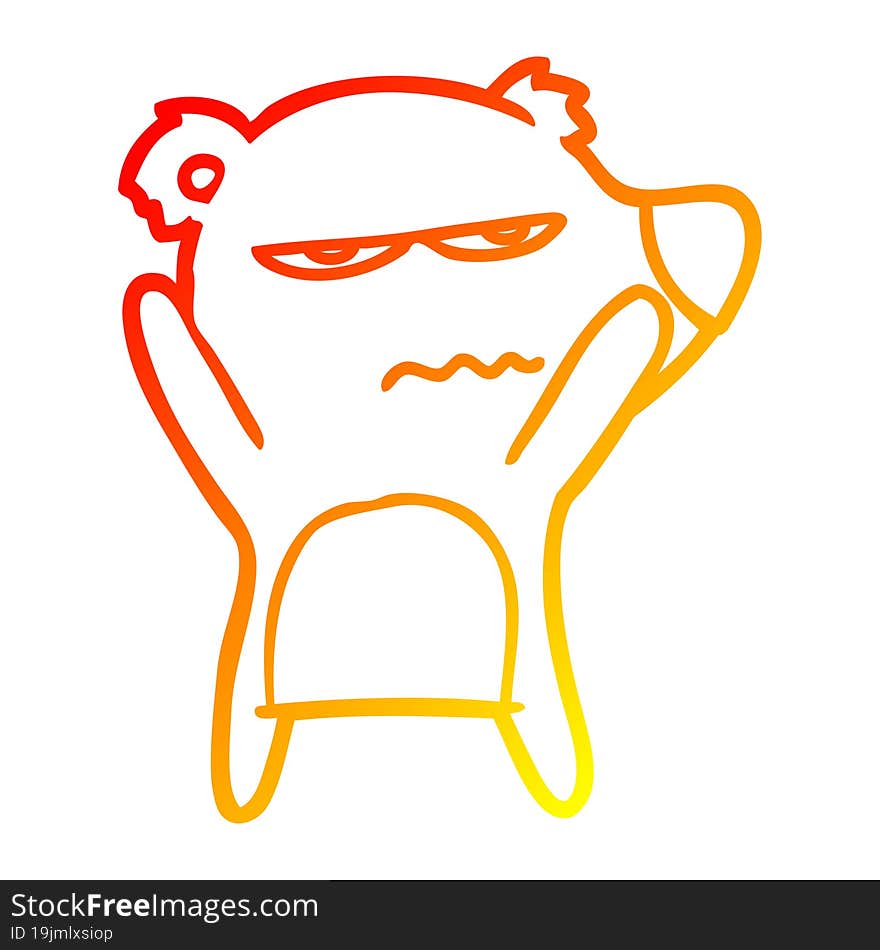 Warm Gradient Line Drawing Angry Bear Cartoon