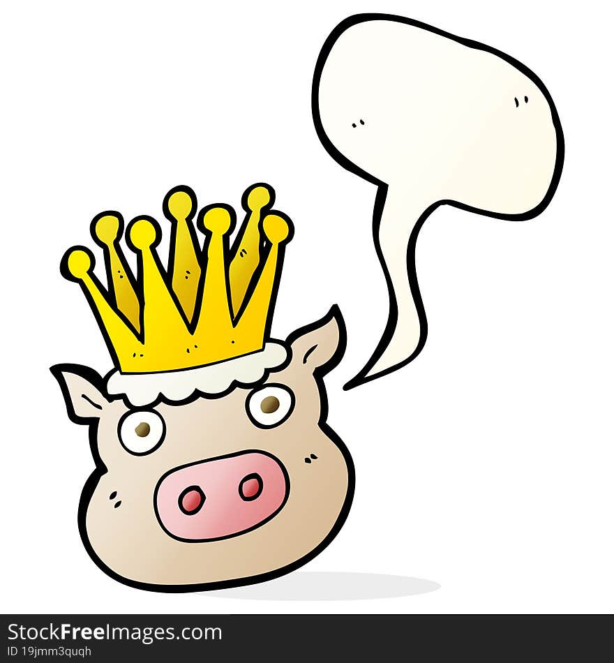 speech bubble cartoon crowned pig