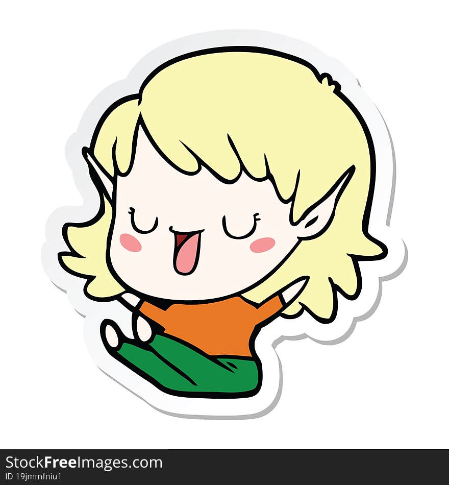 sticker of a cartoon elf girl