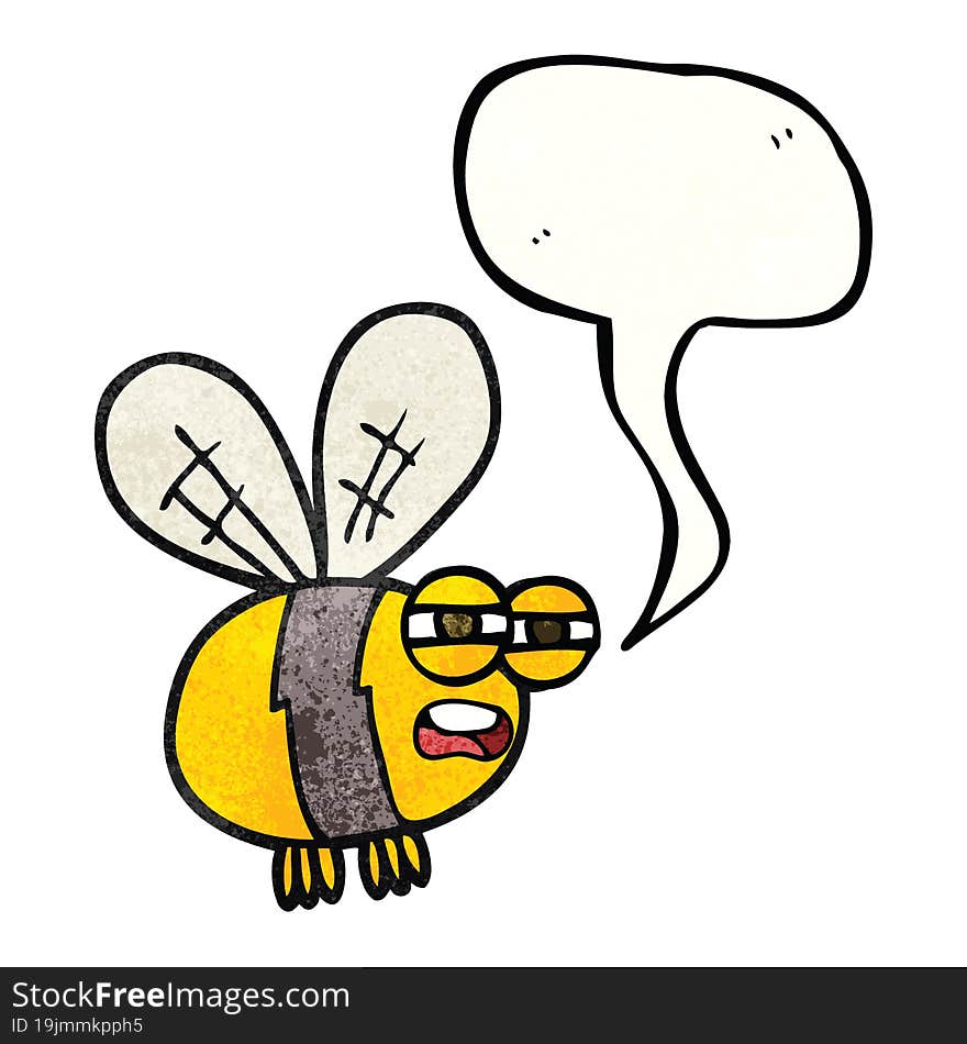 Speech Bubble Textured Cartoon Bee