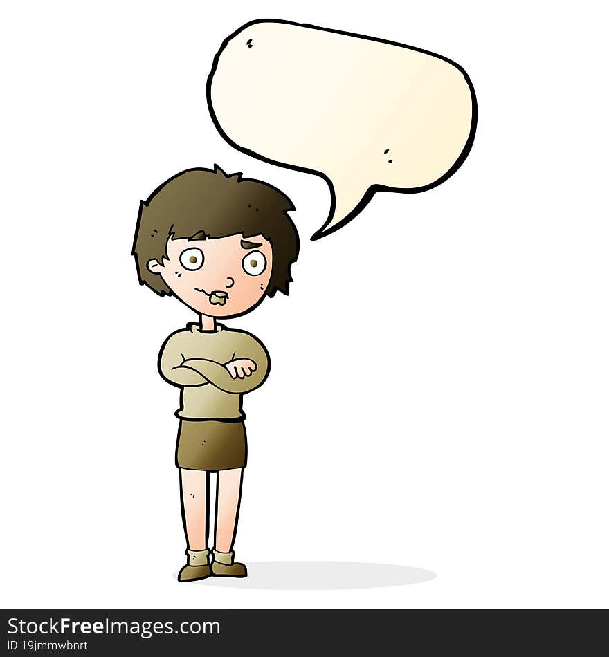 cartoon annoyed woman with speech bubble