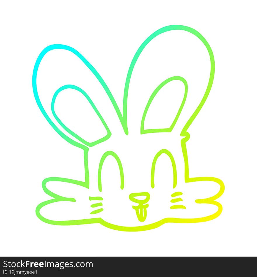 cold gradient line drawing of a cartoon cute bunny