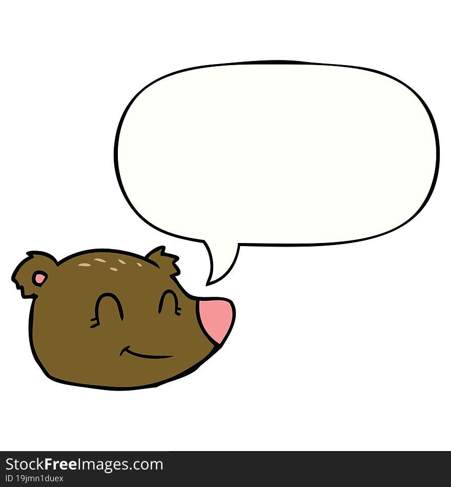 Cartoon Happy Bear Face And Speech Bubble