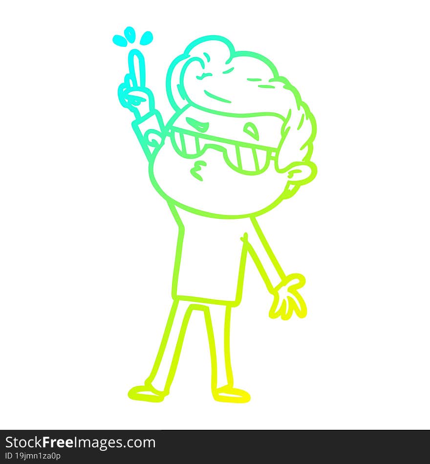 cold gradient line drawing cartoon cool guy