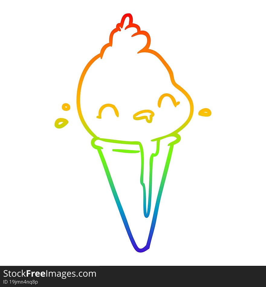 rainbow gradient line drawing cute ice cream