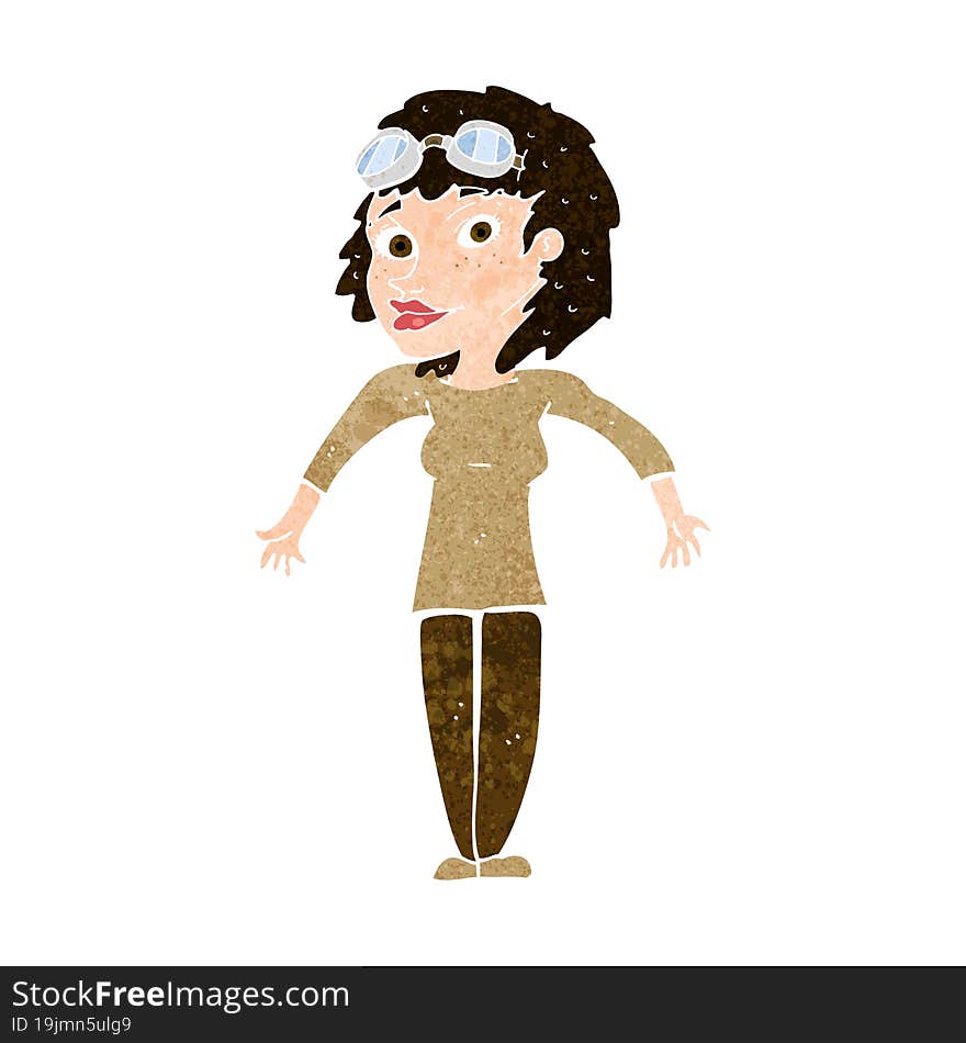 cartoon woman wearing goggles