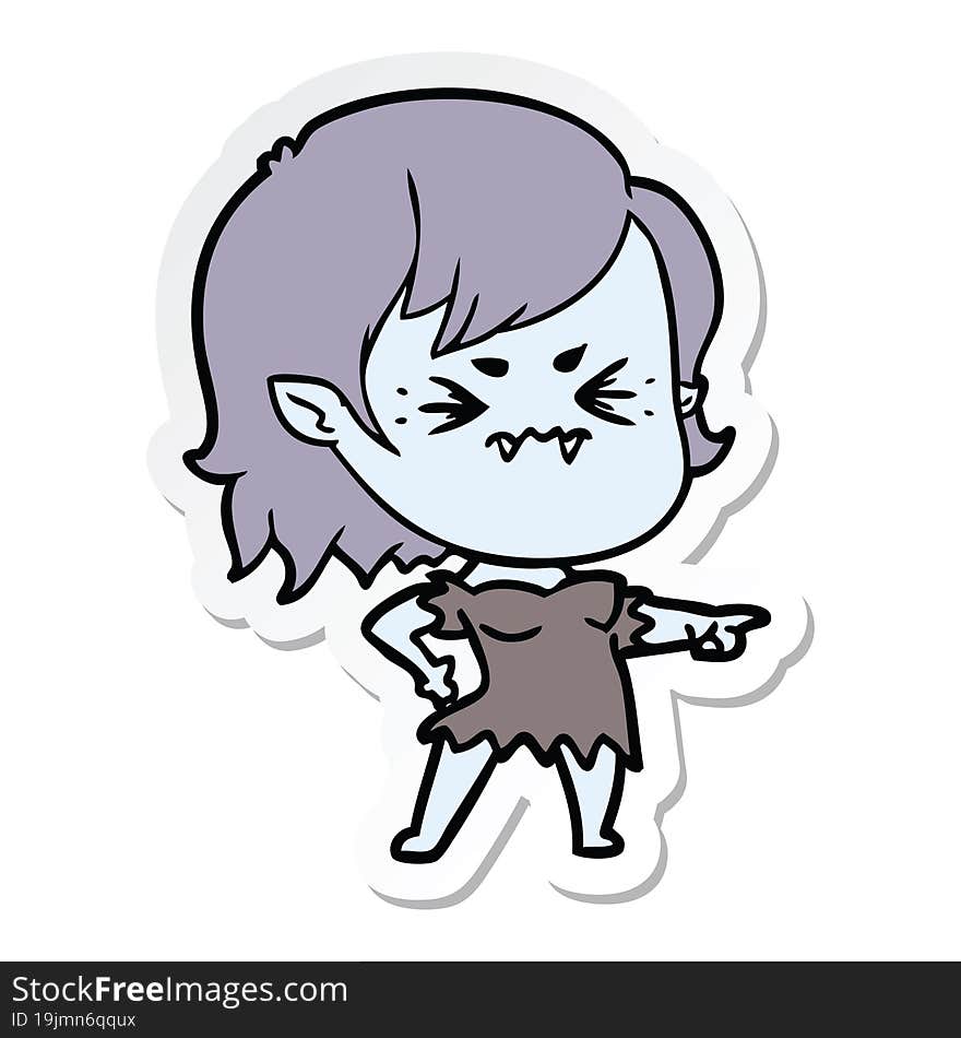 sticker of a annoyed cartoon vampire girl