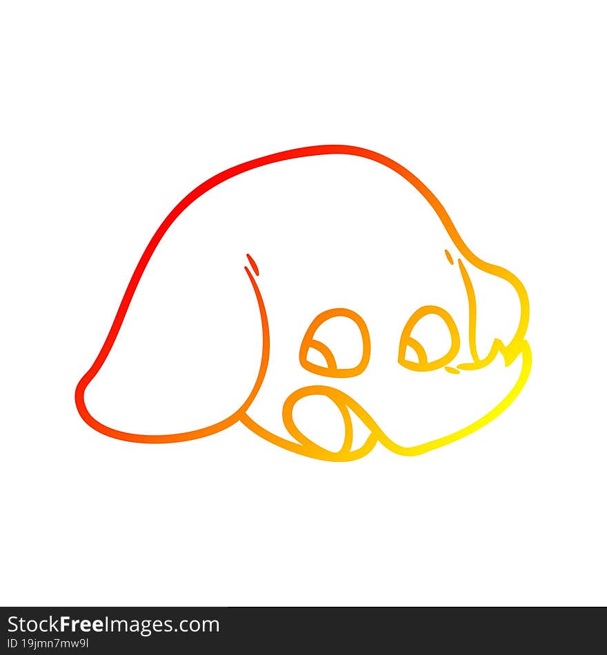 Warm Gradient Line Drawing Shocked Cartoon Elephant Face