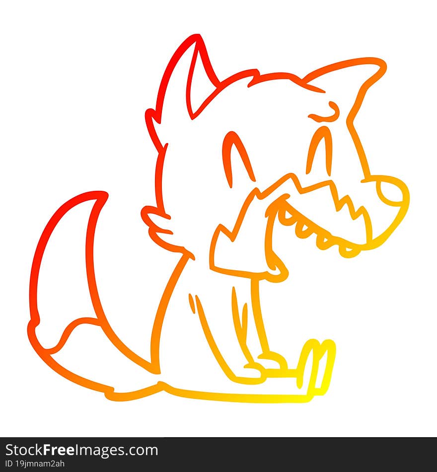 Warm Gradient Line Drawing Laughing Fox Cartoon