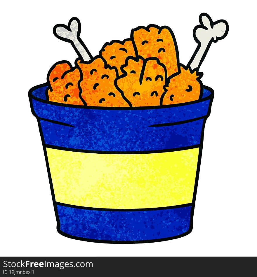 hand drawn textured cartoon doodle bucket of fried chicken