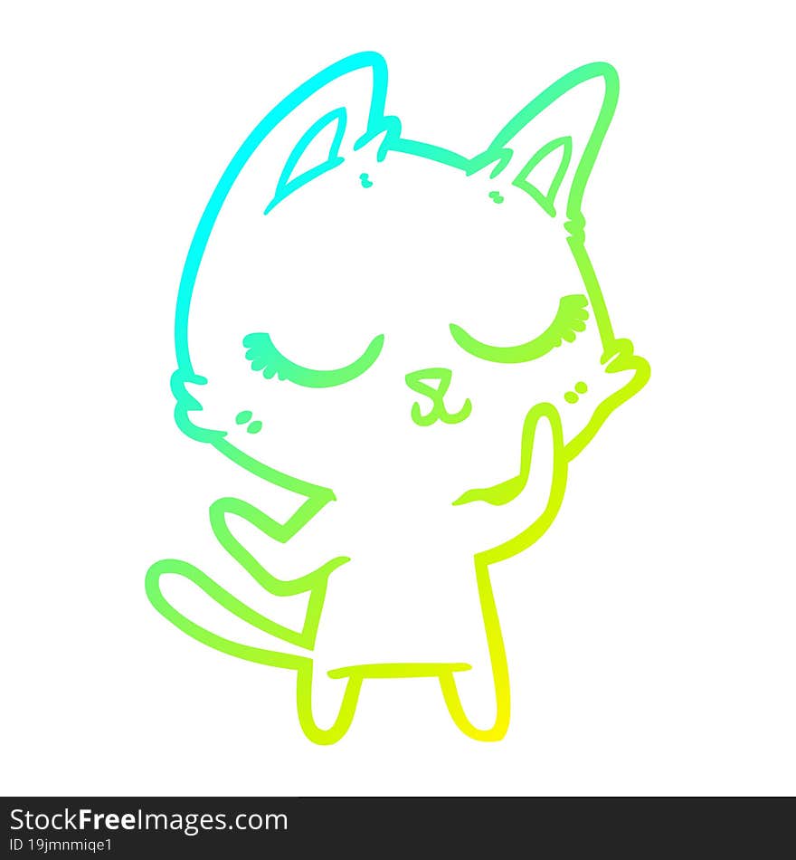 cold gradient line drawing calm cartoon cat