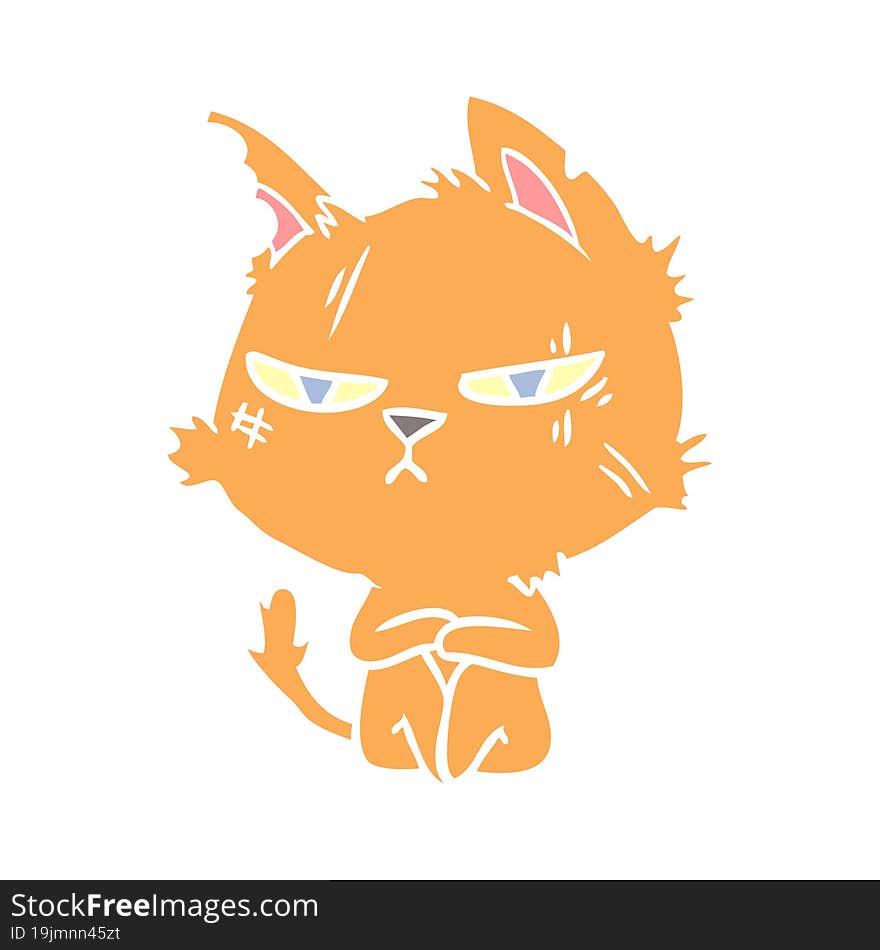 Tough Flat Color Style Cartoon Cat