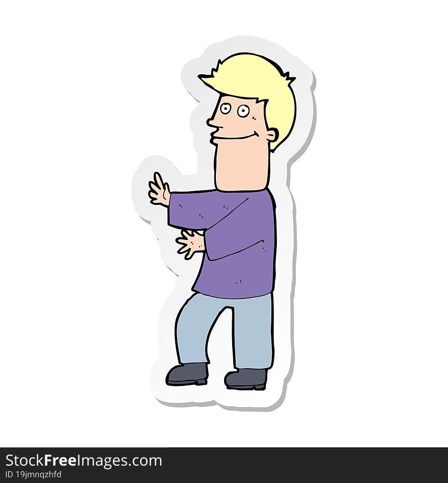 sticker of a cartoon man gesturing