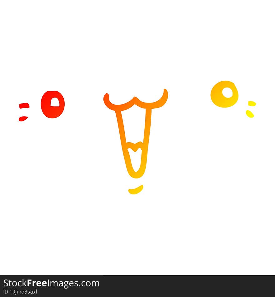 warm gradient line drawing cute cartoon face