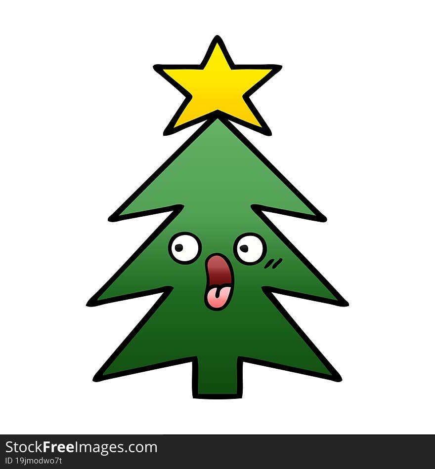 gradient shaded cartoon of a christmas tree