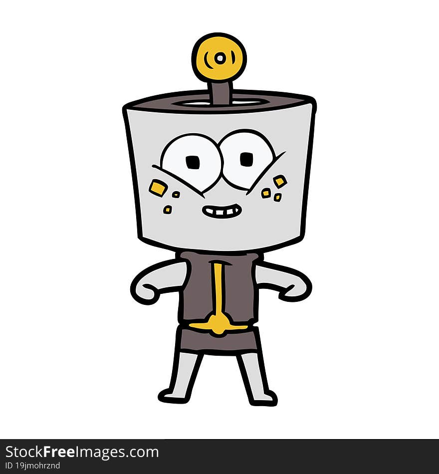 happy cartoon robot. happy cartoon robot