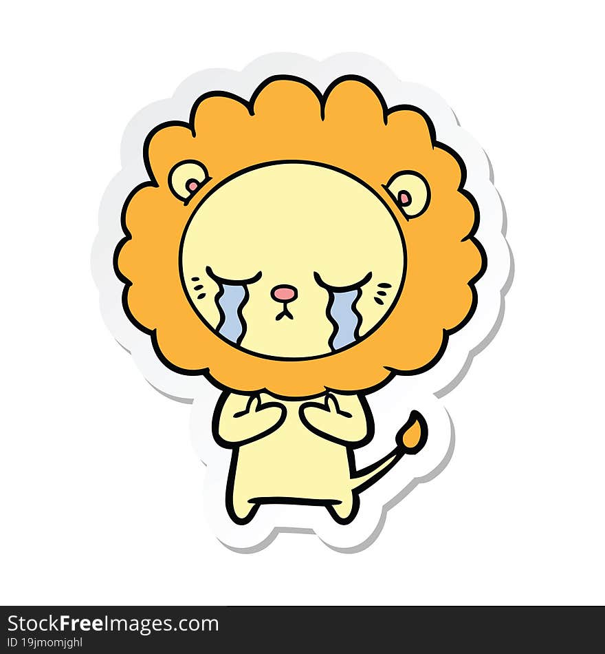 Sticker Of A Crying Cartoon Lion