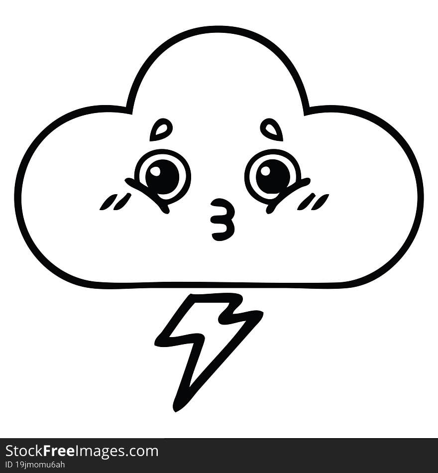 line drawing cartoon storm cloud