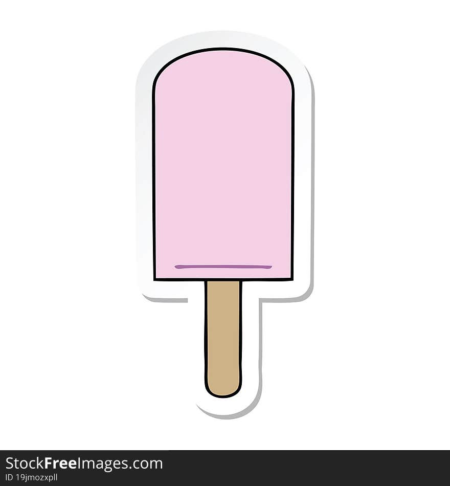 Sticker Of A Quirky Hand Drawn Cartoon Ice Lolly