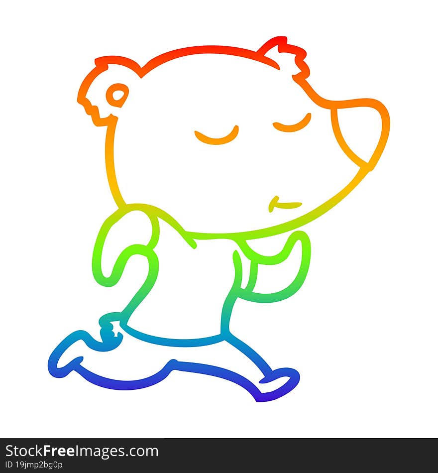 rainbow gradient line drawing happy cartoon polar bear