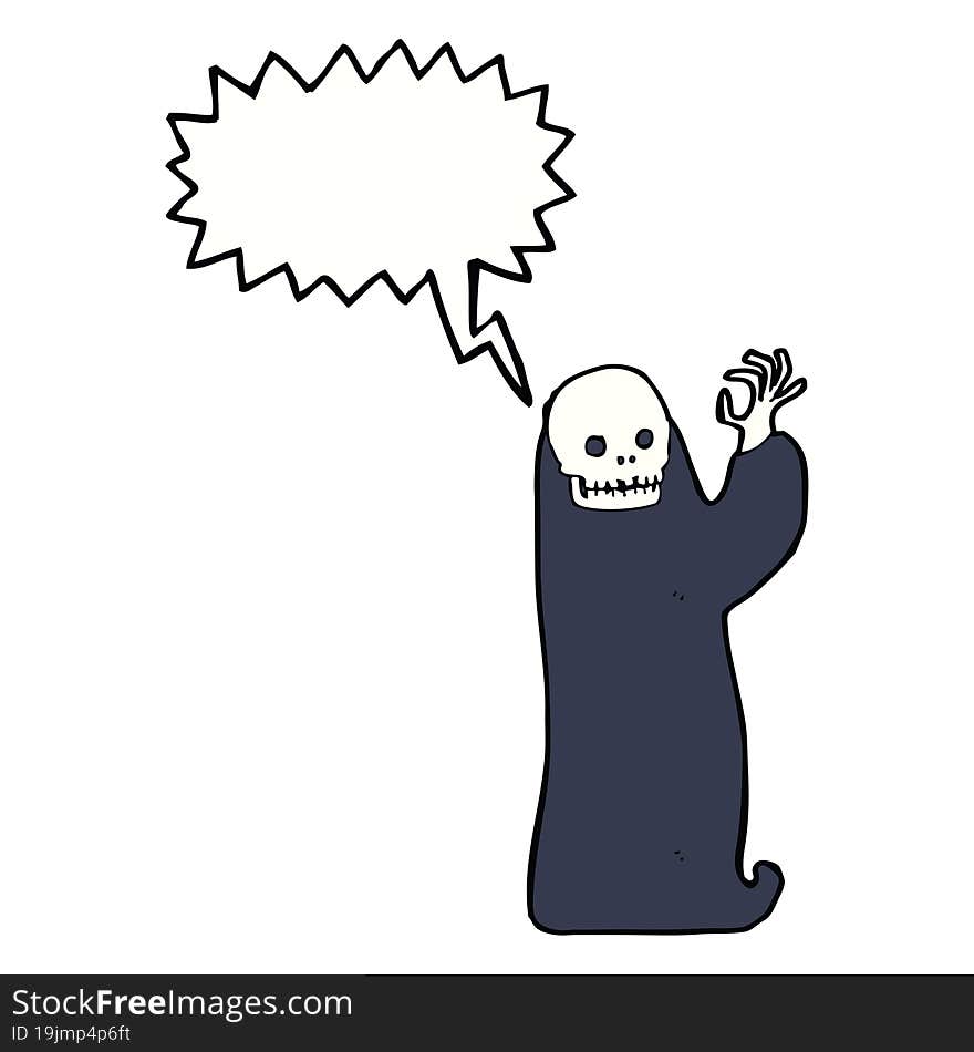 Cartoon Waving Halloween Ghoul With Speech Bubble