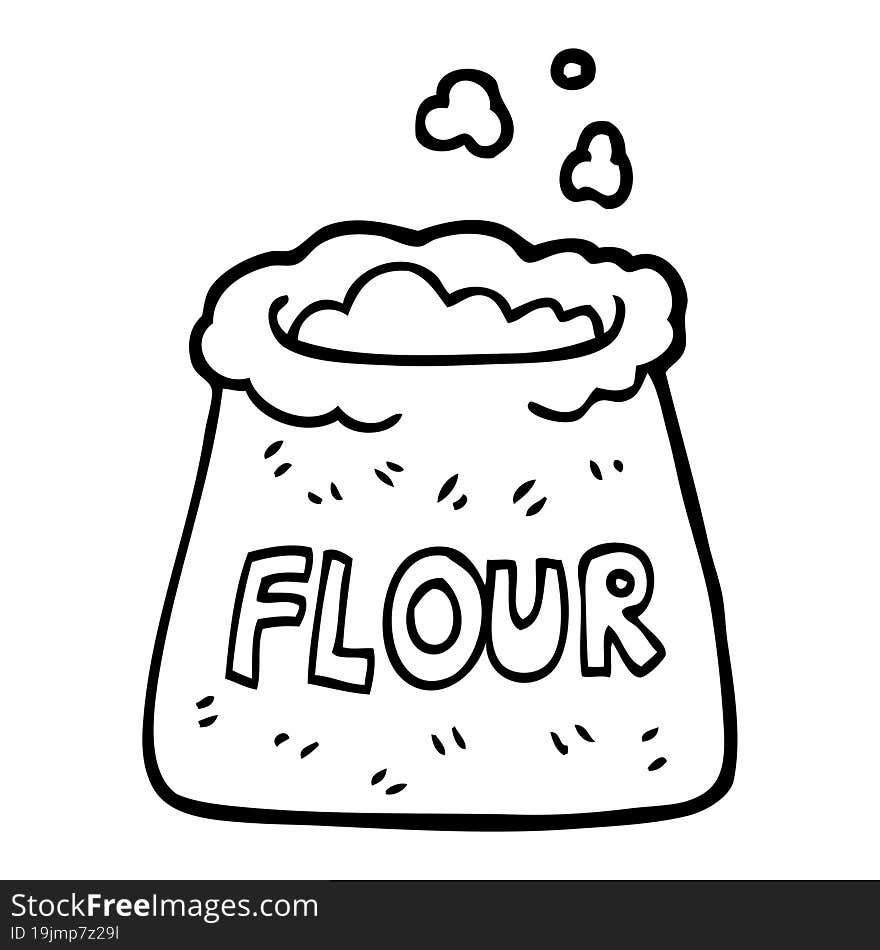 Black And White Cartoon Bag Of Flour