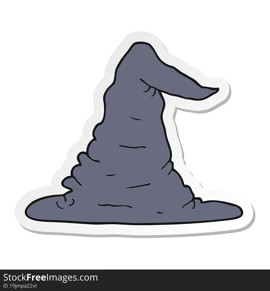 sticker of a cartoon witch hat