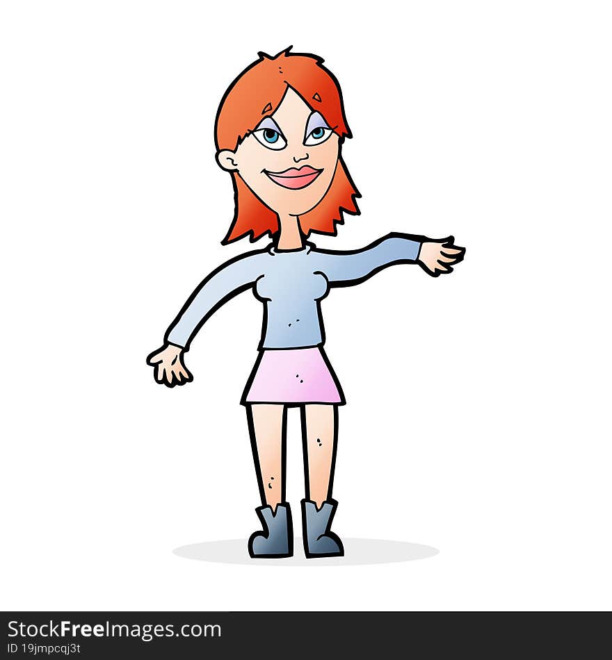 cartoon woman making hand gesture