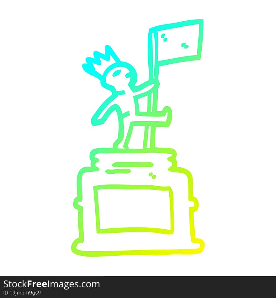 Cold Gradient Line Drawing Cartoon Monument Statue