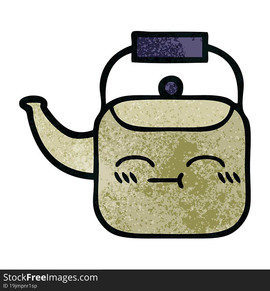 retro grunge texture cartoon kettle