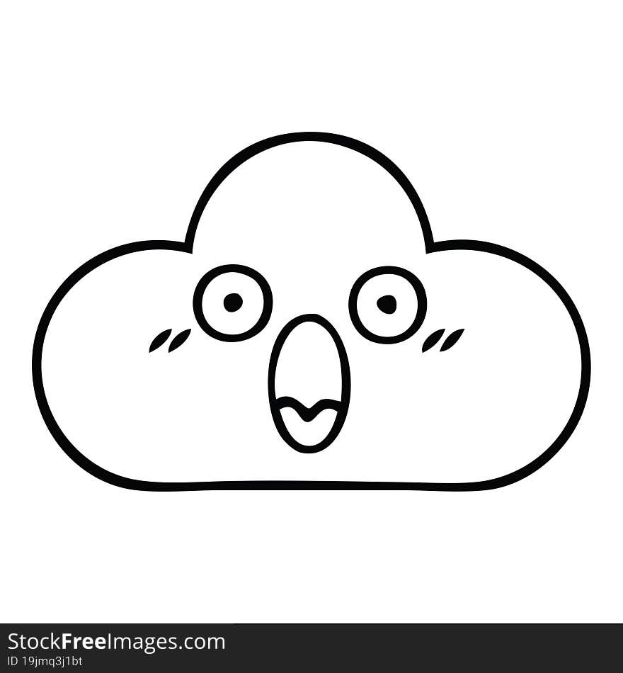 line drawing cartoon storm cloud