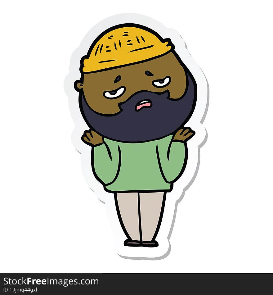 sticker of a cartoon worried man with beard