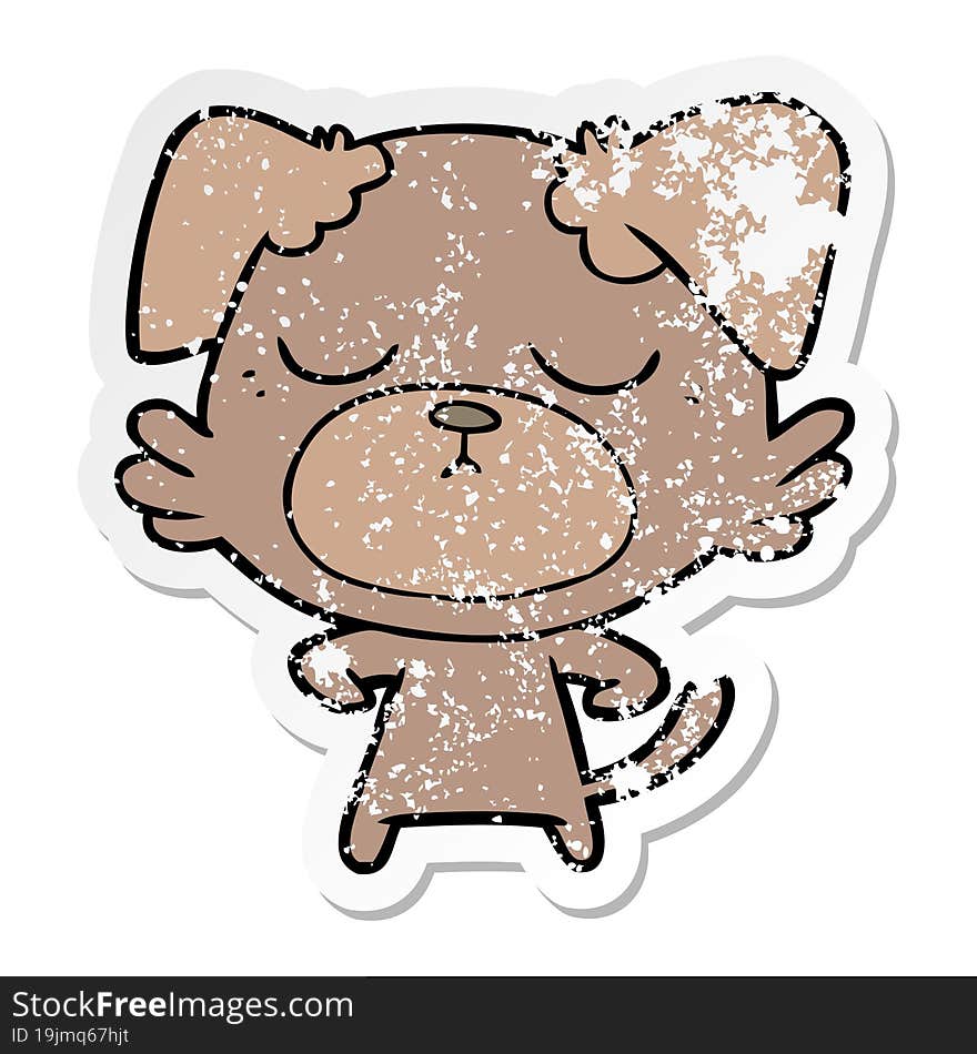 Distressed Sticker Of A Cute Cartoon Dog