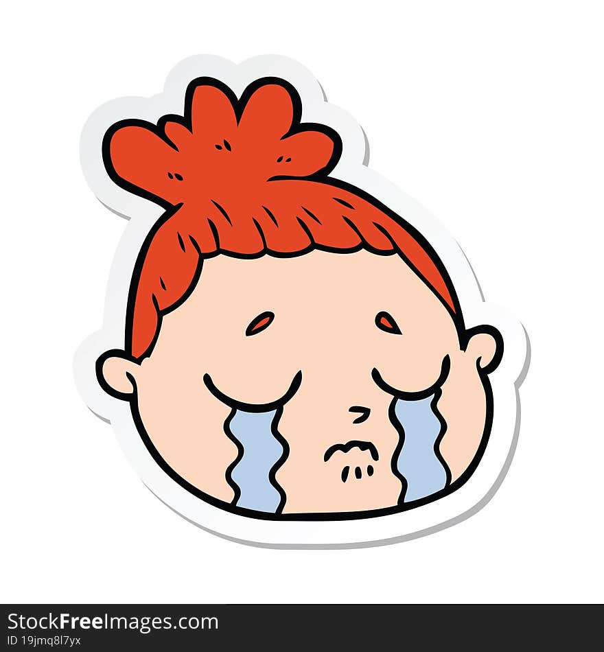 sticker of a cartoon female face