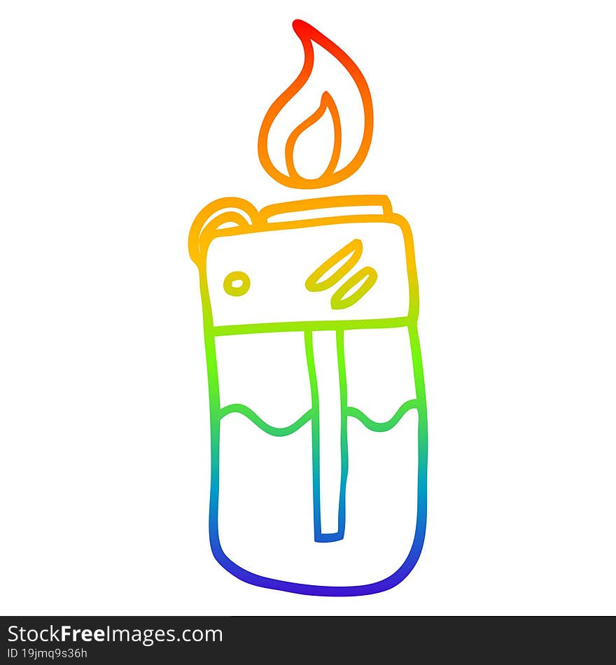 rainbow gradient line drawing of a cartoon cigarette lighter