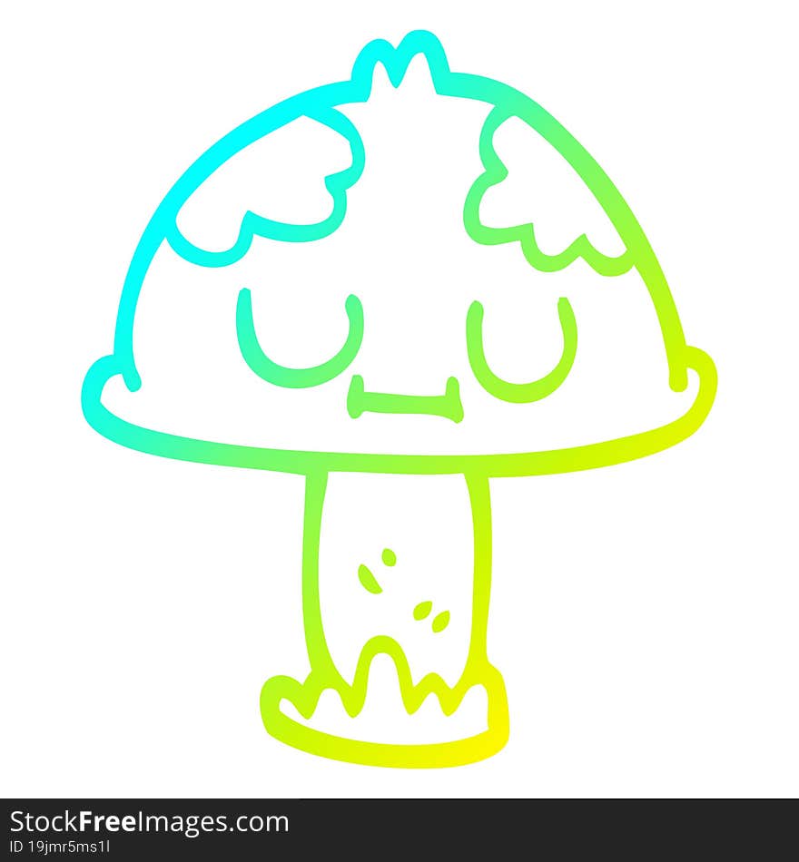 cold gradient line drawing of a cartoon poisonous toadstool