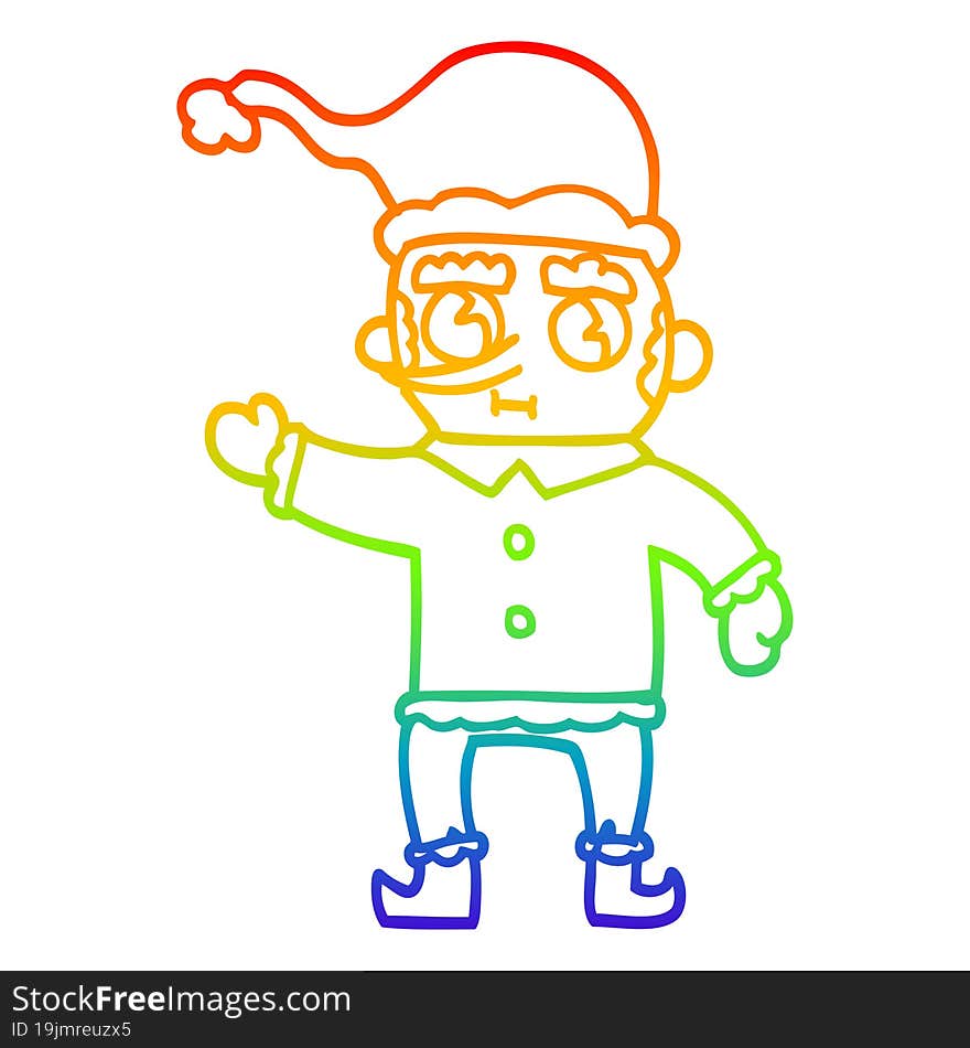 rainbow gradient line drawing cartoon christmas elf