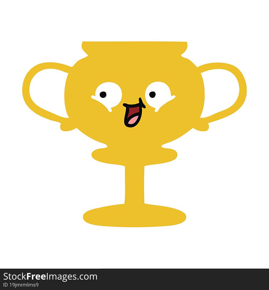 flat color retro cartoon of a trophy