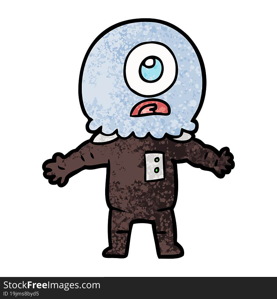 cartoon cyclops alien spaceman. cartoon cyclops alien spaceman